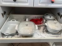Drawer view showing all six bakeware pieces