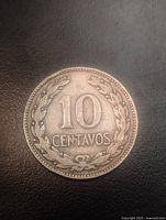 Reverse showing 10 CENTAVOS within wreath