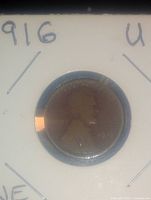 Obverse of 1916 Lincoln cent in holder