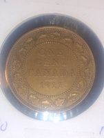 Reverse showing ONE CENT CANADA 1911 within maple wreath