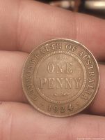 Reverse showing ONE PENNY and 1924 date
