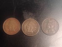 Obverse of three Indian Head cents dated 1902, 1905, 1898
