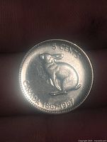 Reverse showing hare and inscriptions 5 CENTS, CANADA 1867-1967