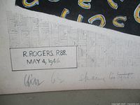 Close-up of signature block R. Rogers, May 29 1946 on textile design sheet