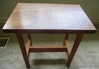 Top view of wooden table showing surface and grain