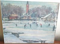 Front view of framed print showing full winter scene