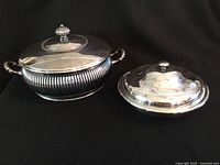 Both covered serving dishes side by side with lids on