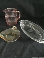 Group view of all three Depression glass pieces