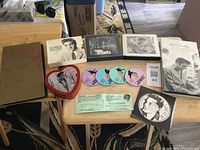Overview of all Elvis Presley items on table