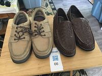 Both pairs of shoes on table