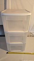 Front view showing entire three-drawer unit