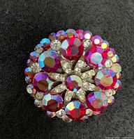 Front view showing red aurora borealis rhinestones and clear accents