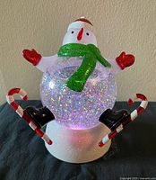 Snowman glitter globe illuminated white