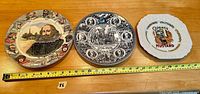 Photo showing all three decorative plates together with measuring tape.