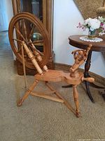 Full view of spinning wheel showing overall design