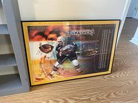 Angled view of framed signed Atlanta Thrashers inaugural season poster