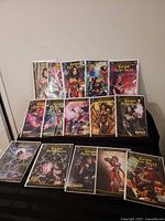 All twelve comics laid out showing covers