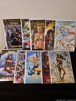 Front view showing all ten bagged Grimm Fairy Tales comics with variant covers