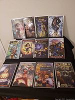 Full lot overview showing all ten bagged comics laid out