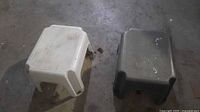 Top view of both step stools, gray and white
