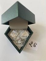 Necklace, three pendants and box overview