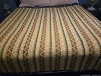 Blanket laid out on bed showing full size and pattern coverage