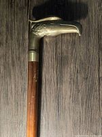Close-up of brass eagle head handle and upper shaft