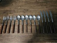 Flatware set laid out showing all utensils