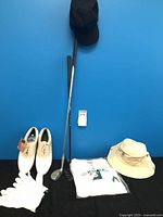 All items grouped against blue wall