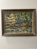 Full view of framed oil painting