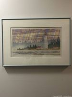 Full view of framed print on wall