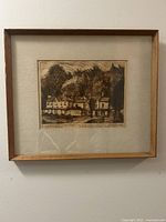 Full view of framed etching