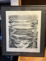 Full view of framed print showing image, frame and glazing