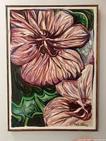 Full view of framed floral painting