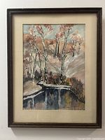 Full view of framed watercolor painting