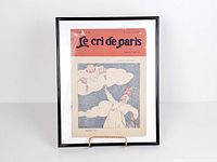 Full view of framed Le Cri de Paris magazine