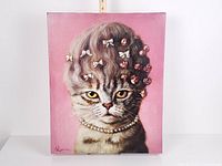 Front view of cat canvas print showing full artwork and signature