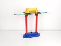 Full front view of Sonneman bankers lamp showing overall design and colours