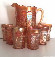 Full view of jug with six matching tumblers