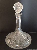 Full view of crystal ship's decanter with stopper in place