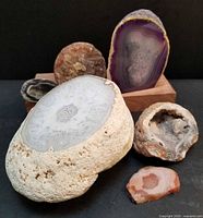 Overall view showing all six geodes in lot