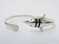 Full view of sterling silver shark cuff bracelet