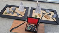 Both zen garden trays and accessory box overview