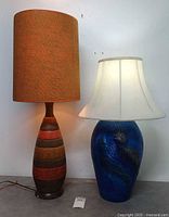 Both lamps side by side powered on with shades attached