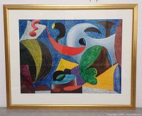 Front view of framed David Hockney offset lithograph print