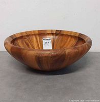 Full view of teak salad bowl front