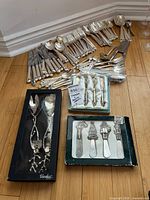 Overview of all flatware pieces and boxed serving sets
