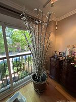 Full view of lamp showing height, stems, pot