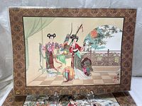 Front view of placemat showing palace interior scene