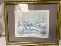Full view of framed Thomas Kinkade sketch print with mat and frame